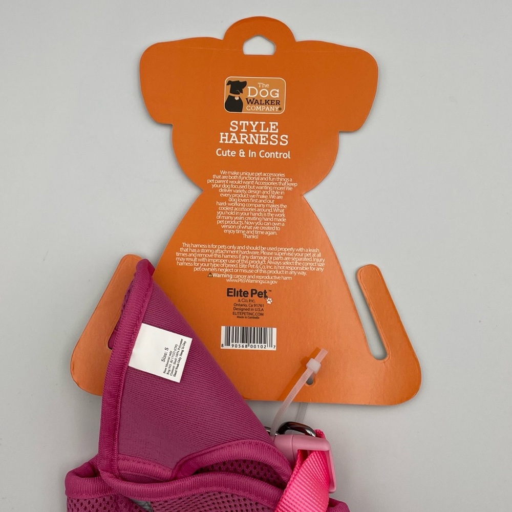 *New* Elite Pet & Co. Inc. The Dog Walker Company Pink Small Harness - Picture 4 of 5